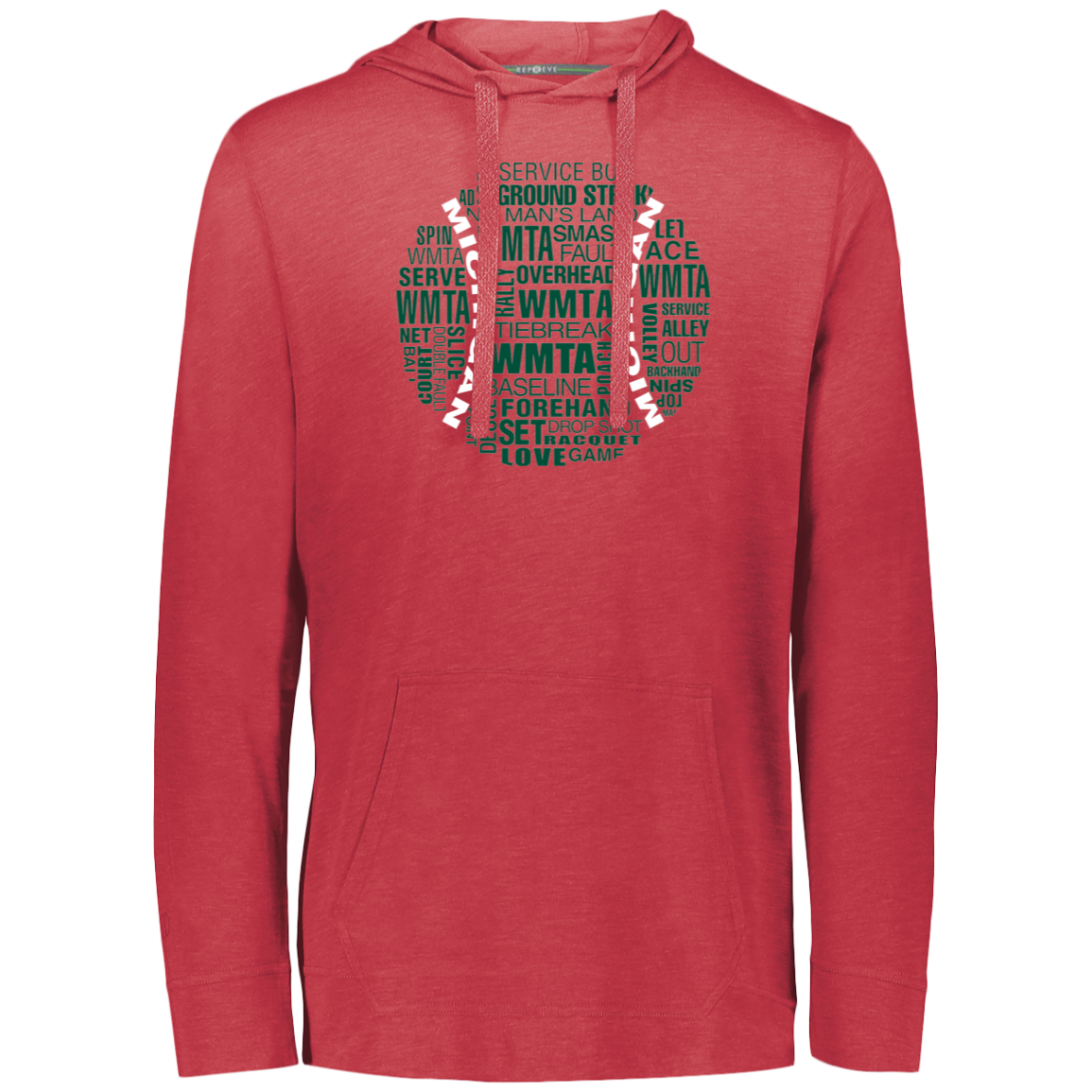 WMTA Green/White Tennis Ball Lightweight Eco-Hoodie