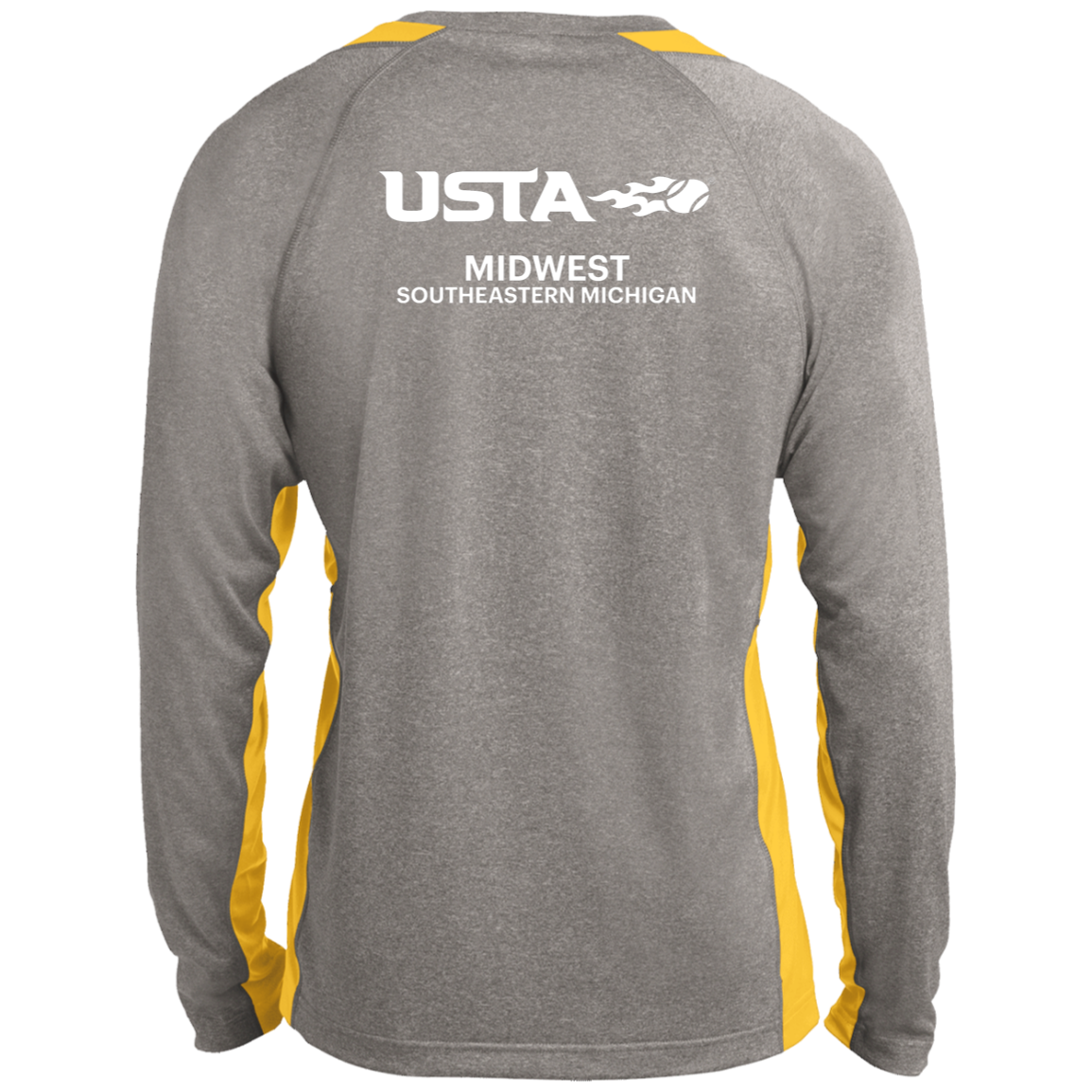 USTA/League Captain Double Logo Men's Long Sleeve Heather Colorblock Performance Tee