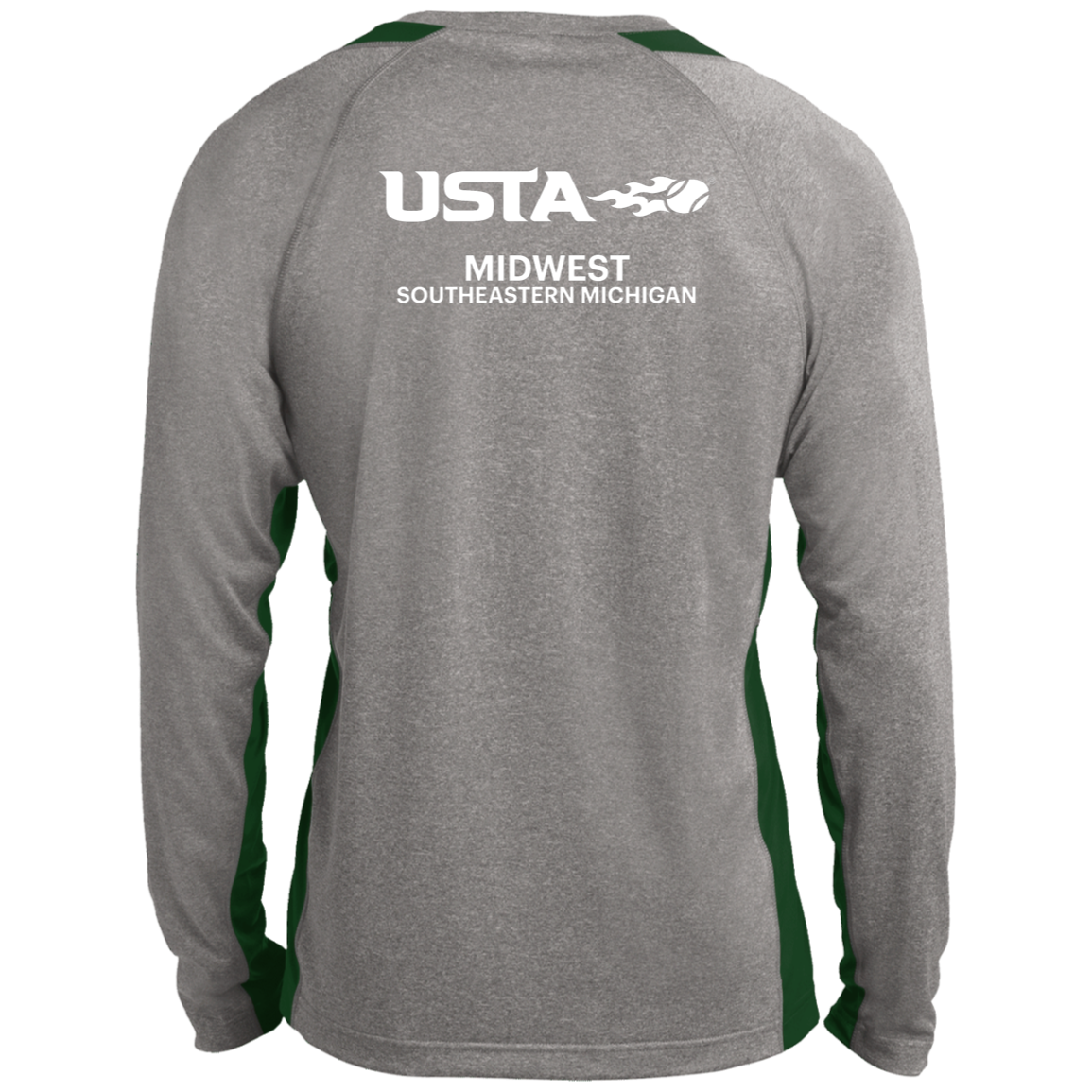 USTA/League Captain Double Logo Men's Long Sleeve Heather Colorblock Performance Tee