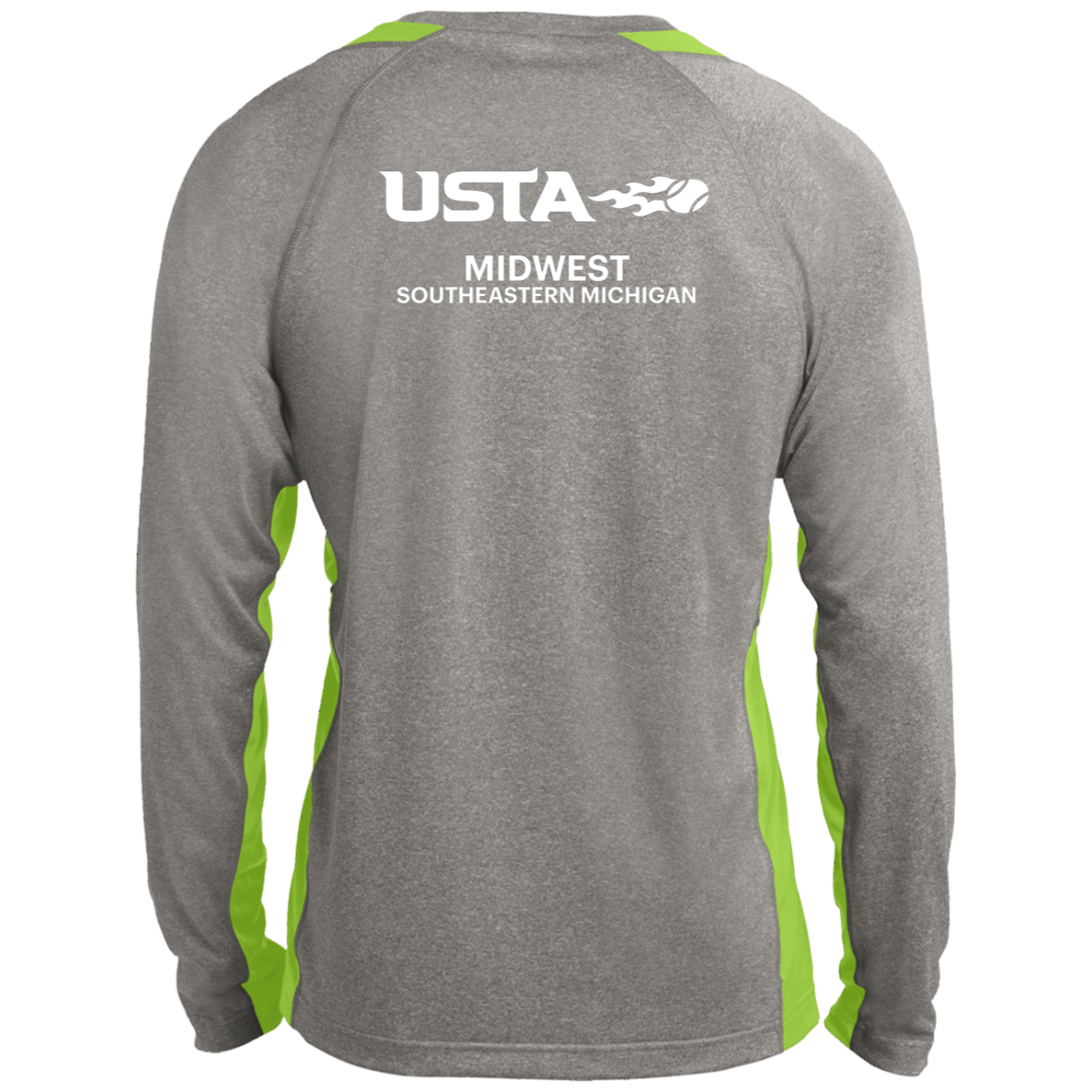 USTA/League Captain Double Logo Men's Long Sleeve Heather Colorblock Performance Tee