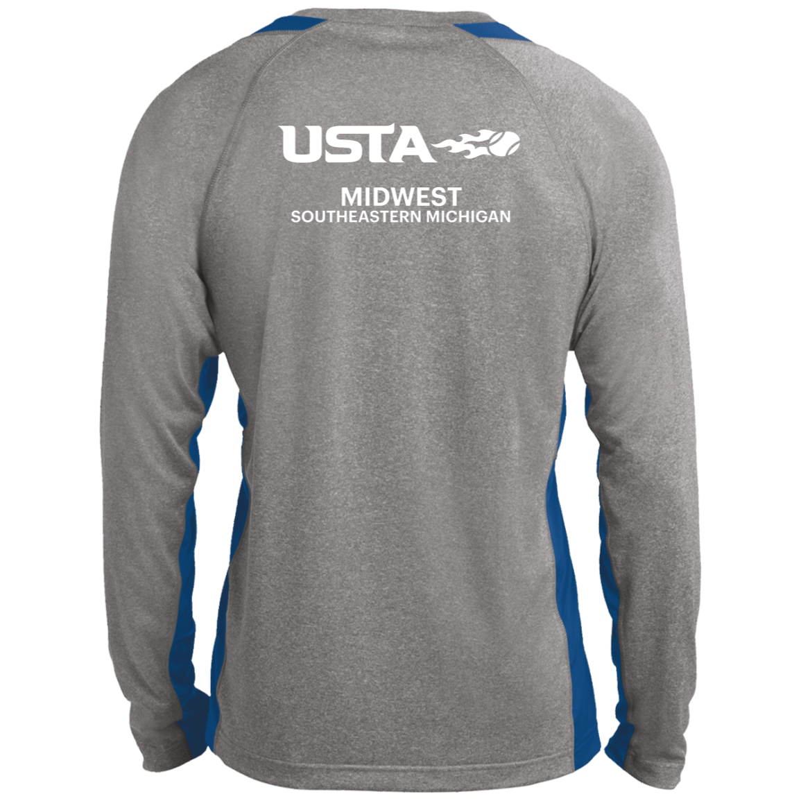 USTA/League Captain Double Logo Men's Long Sleeve Heather Colorblock Performance Tee