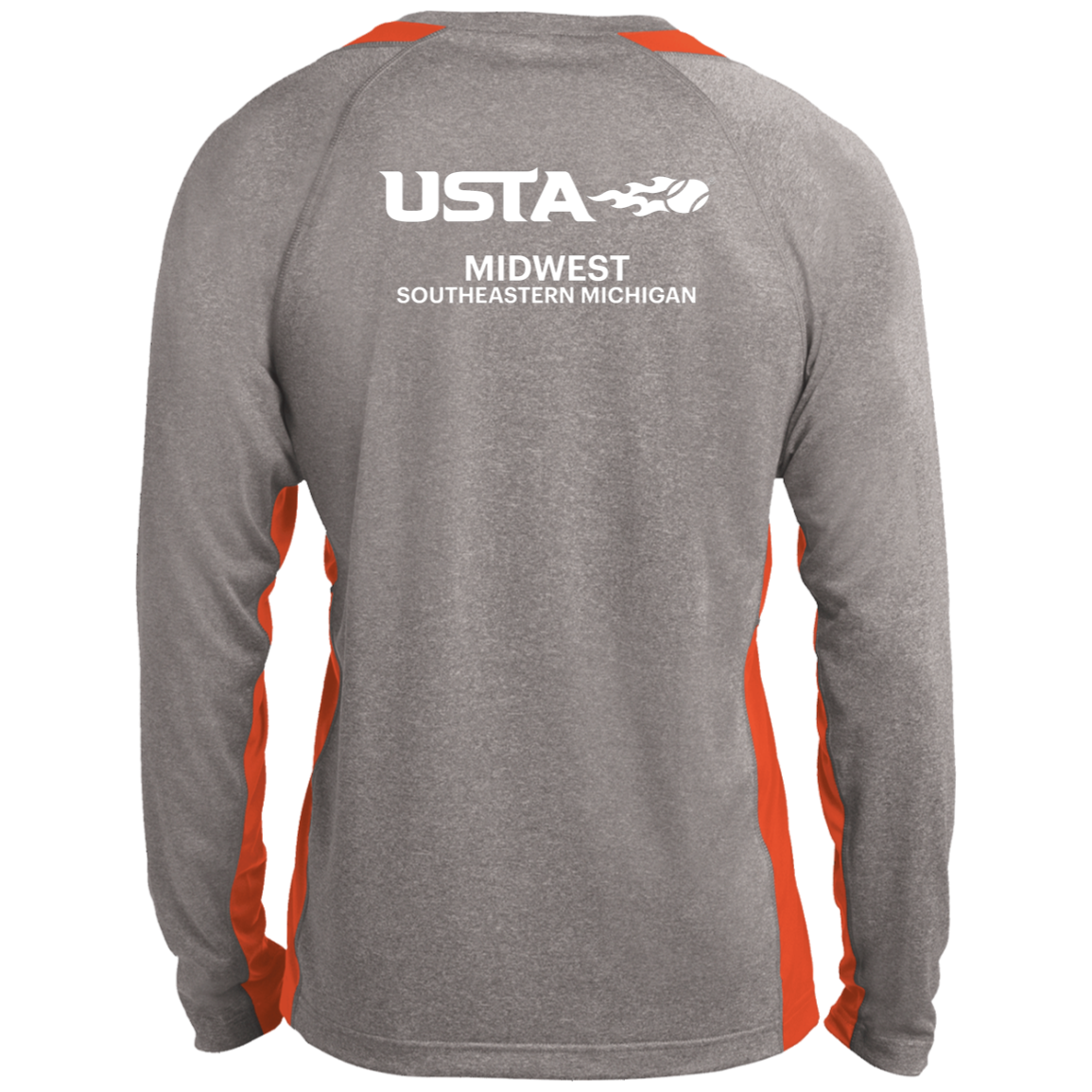 USTA/League Captain Double Logo Men's Long Sleeve Heather Colorblock Performance Tee