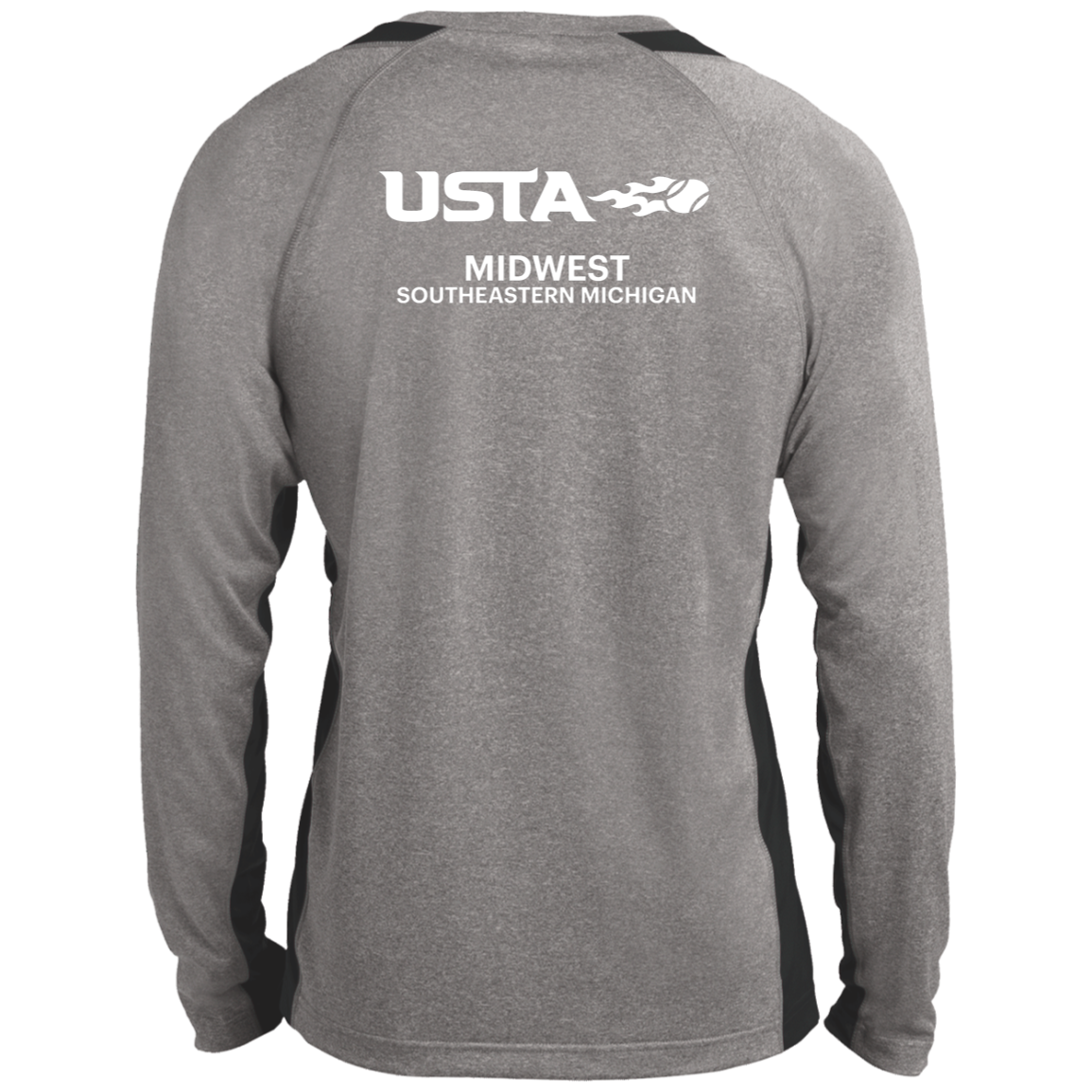 USTA/League Captain Double Logo Men's Long Sleeve Heather Colorblock Performance Tee