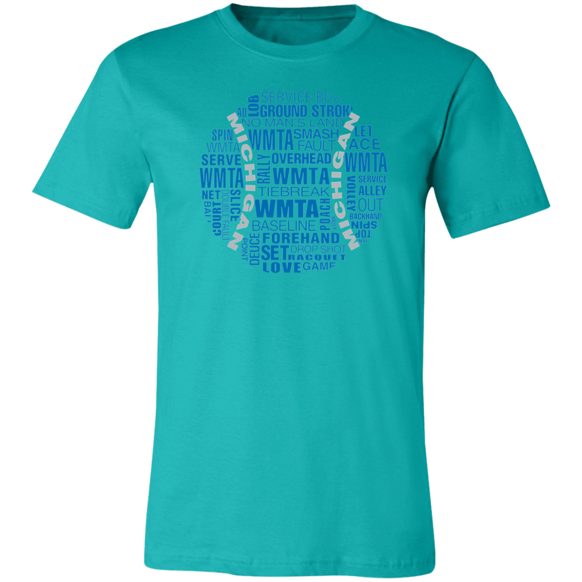 WMTA Honolulu Blue/Silver Tennis Ball Unisex Jersey Tee