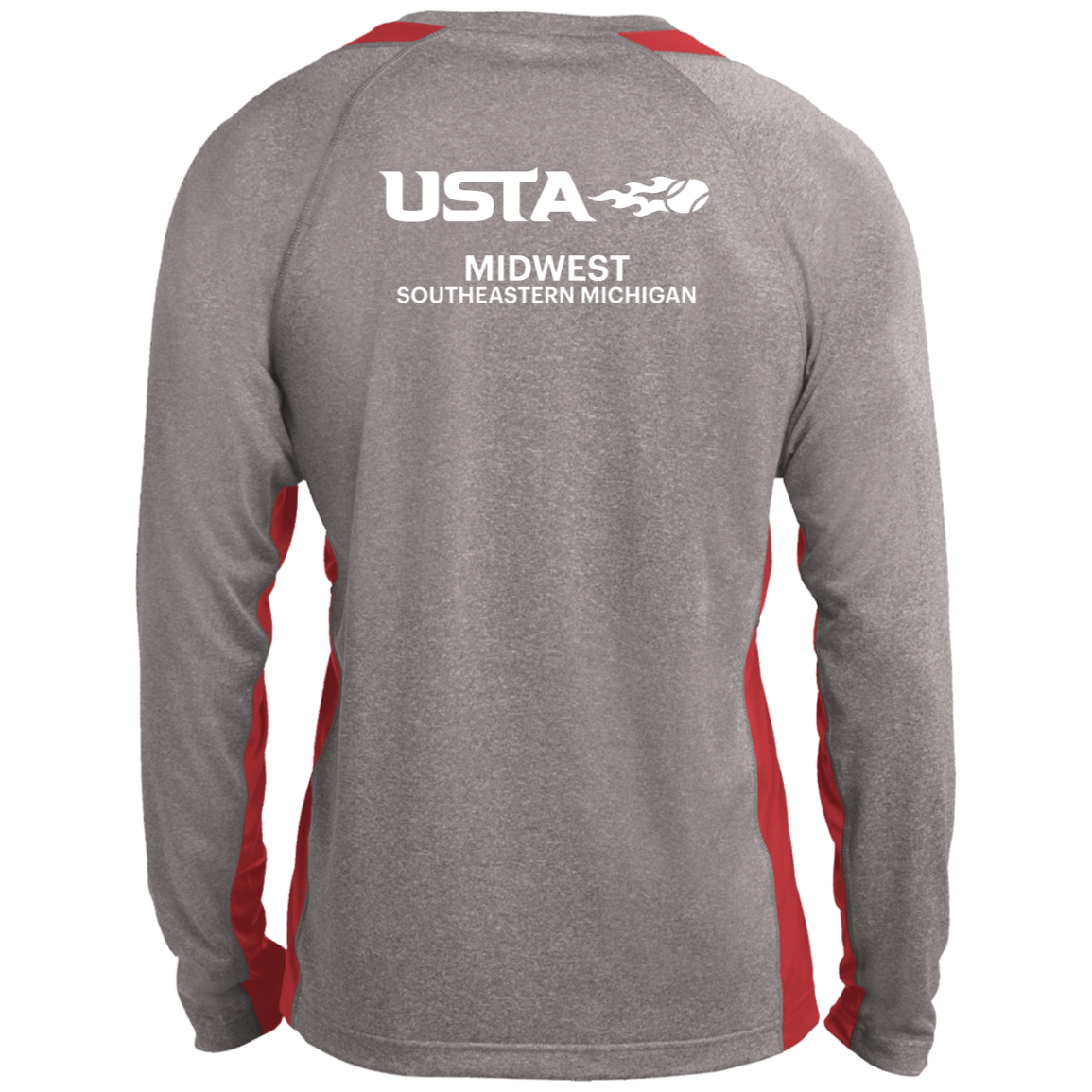 USTA/League Captain Double Logo Men's Long Sleeve Heather Colorblock Performance Tee