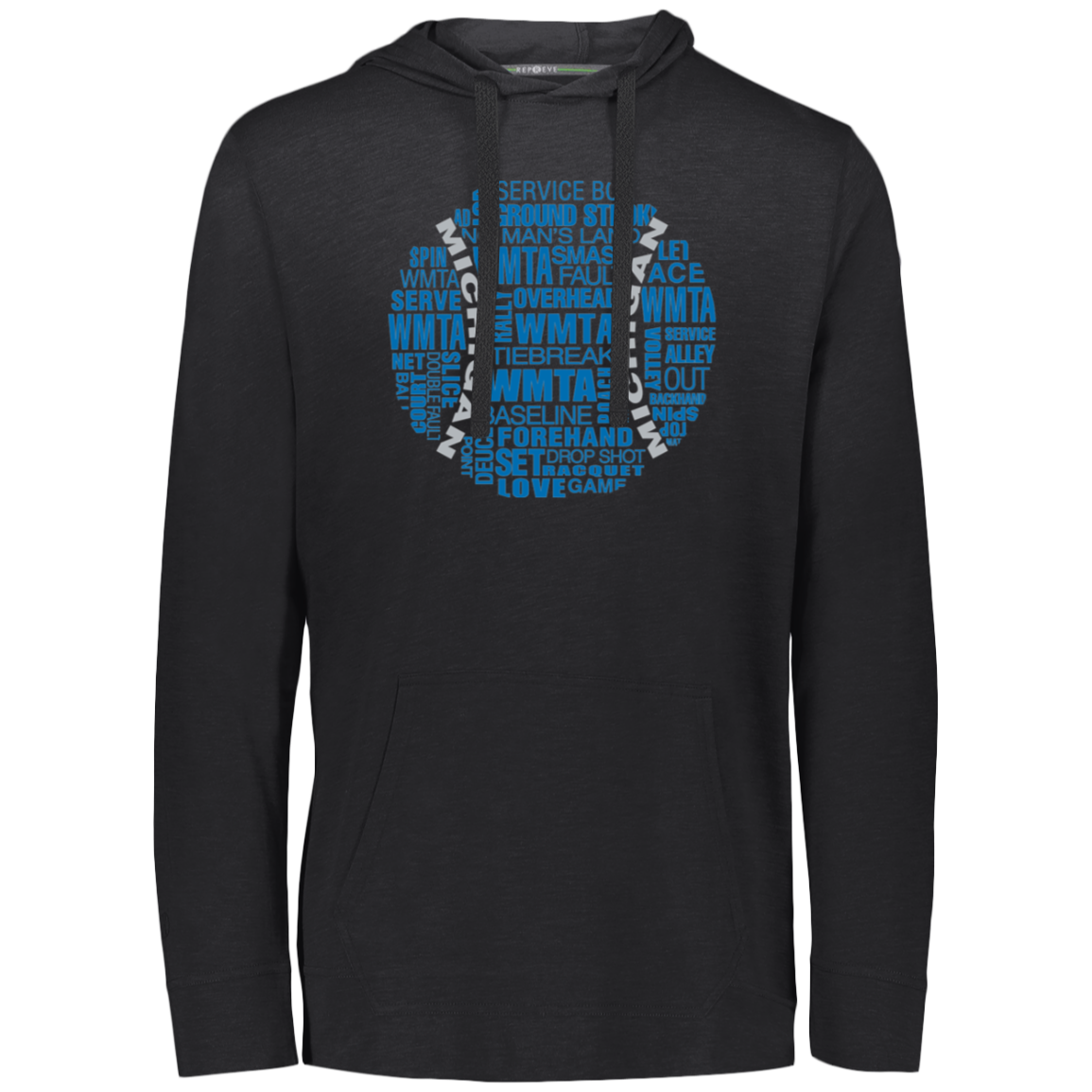 WMTA Honolulu Blue/Silver Tennis Ball Lightweight Eco-Hoodie