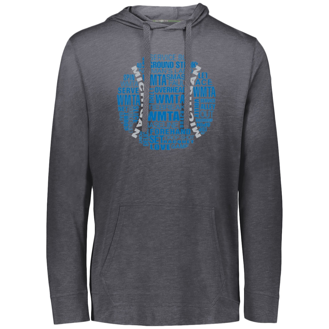 WMTA Honolulu Blue/Silver Tennis Ball Lightweight Eco-Hoodie