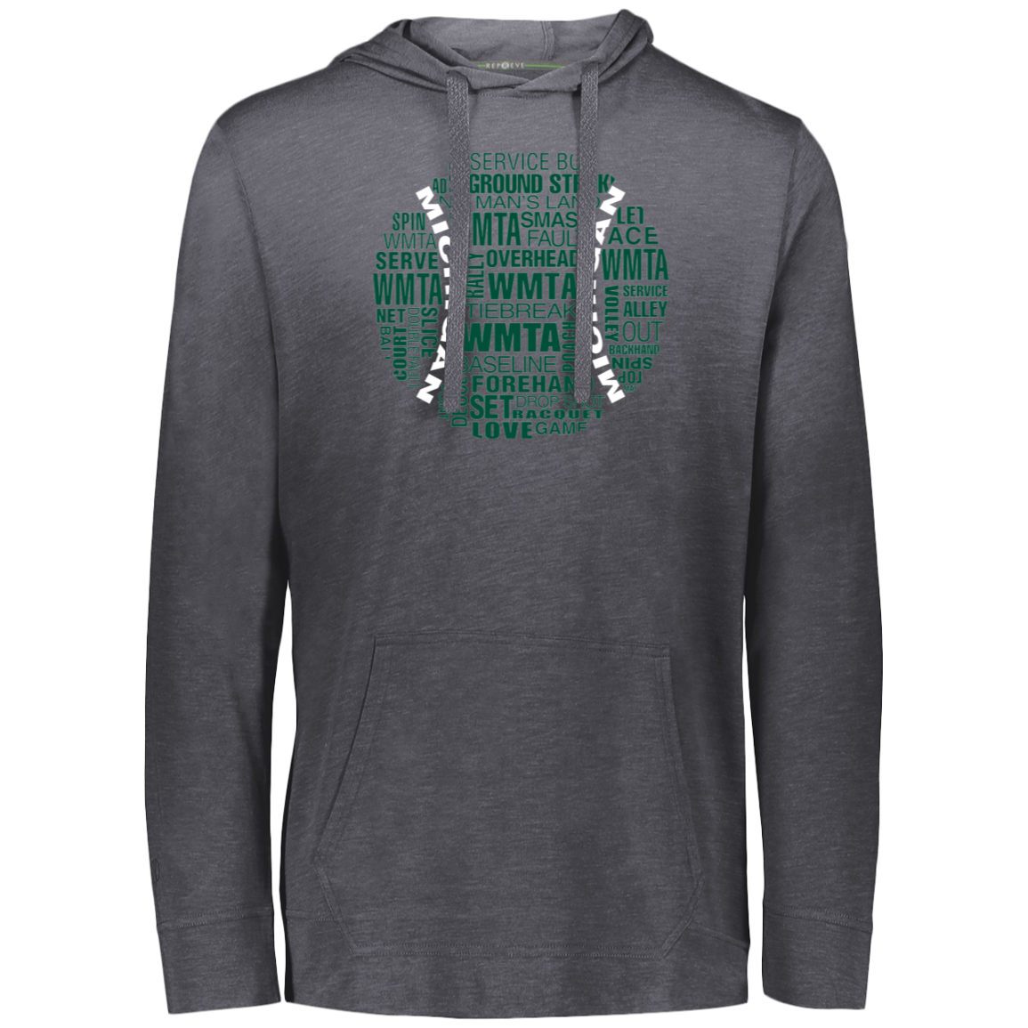 WMTA Green/White Tennis Ball Lightweight Eco-Hoodie