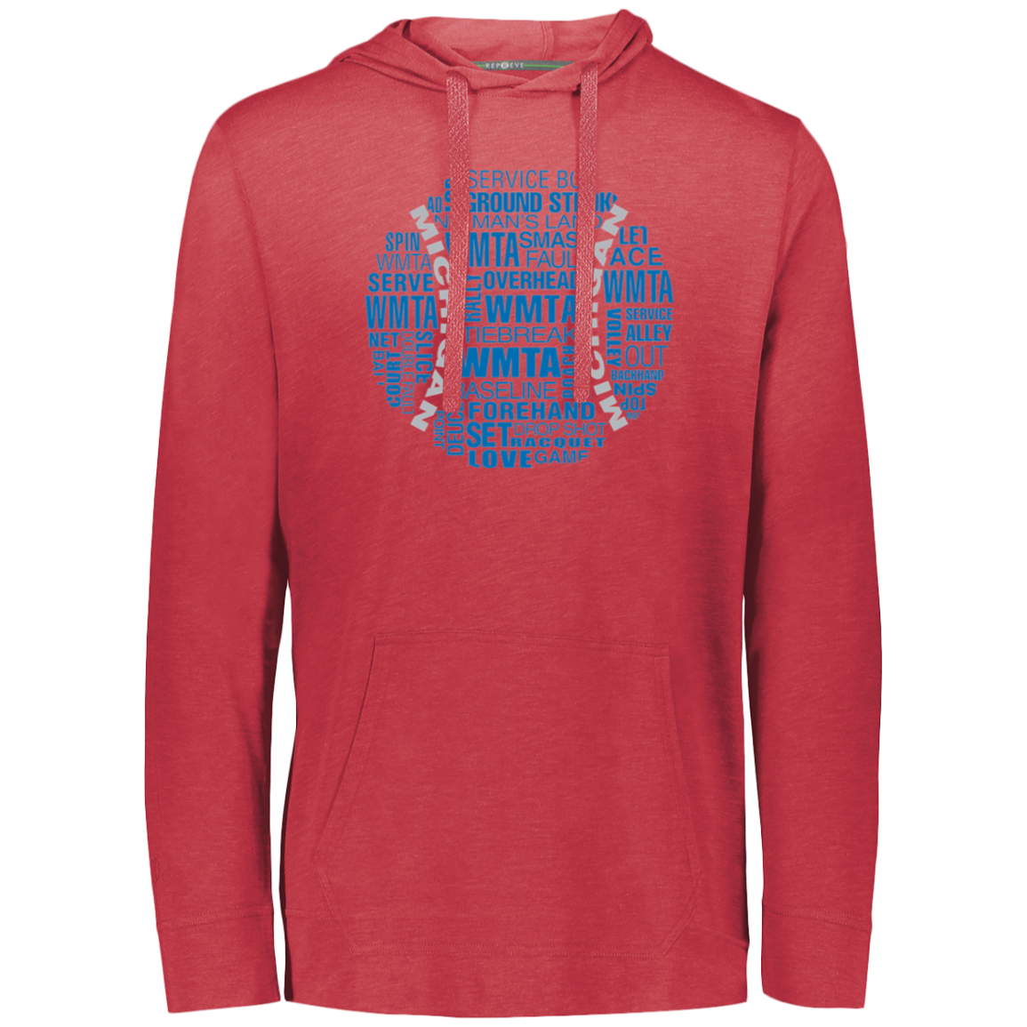 WMTA Honolulu Blue/Silver Tennis Ball Lightweight Eco-Hoodie