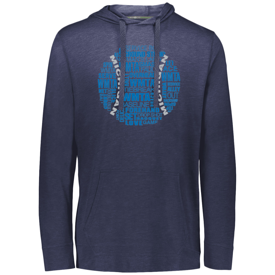 WMTA Honolulu Blue/Silver Tennis Ball Lightweight Eco-Hoodie