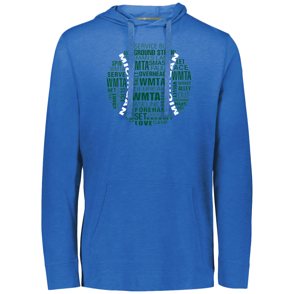 WMTA Green/White Tennis Ball Lightweight Eco-Hoodie