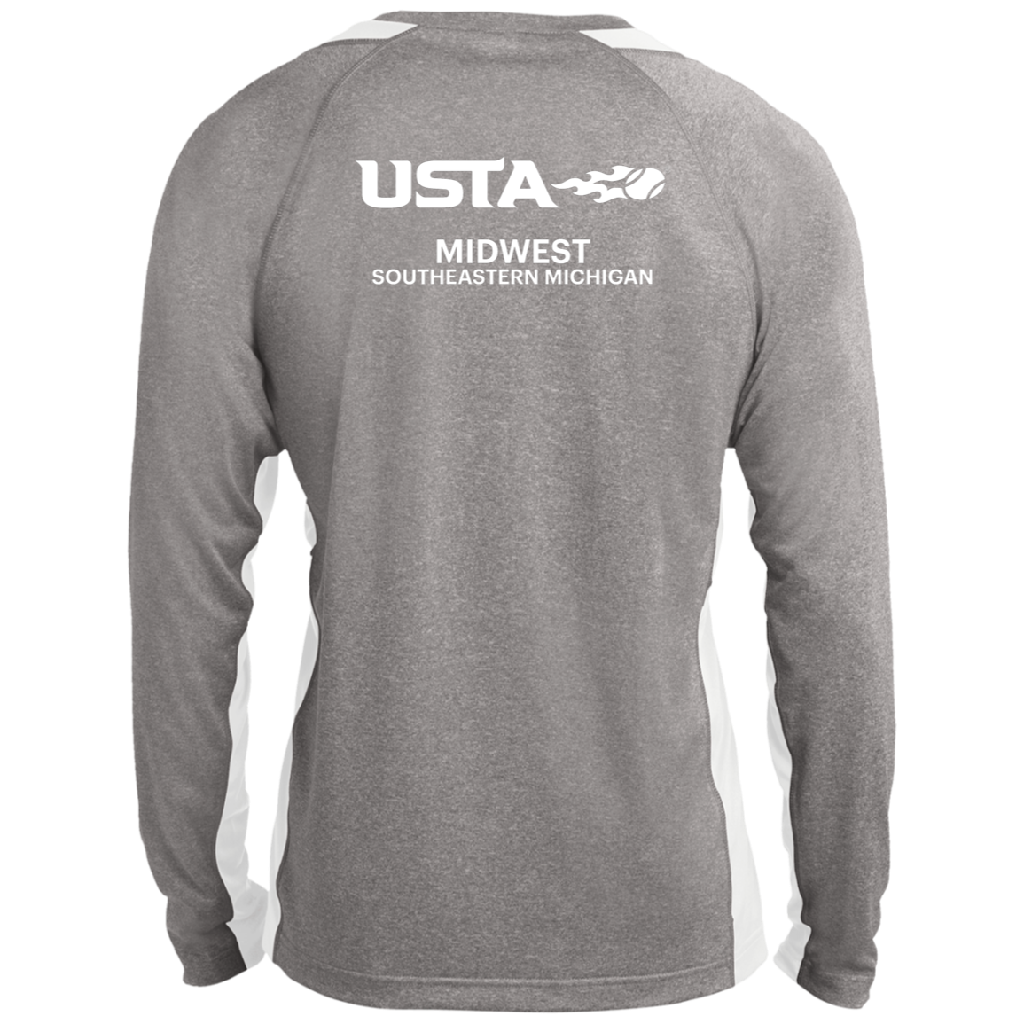 USTA/League Captain Double Logo Men's Long Sleeve Heather Colorblock Performance Tee