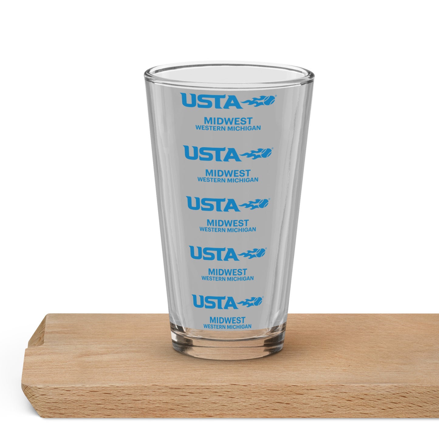 USTA Western Michigan Linear Motif Shaker pint glass
