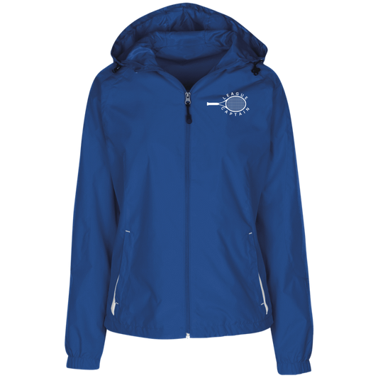 League Captain Ladies' Jersey-Lined Hooded Windbreaker