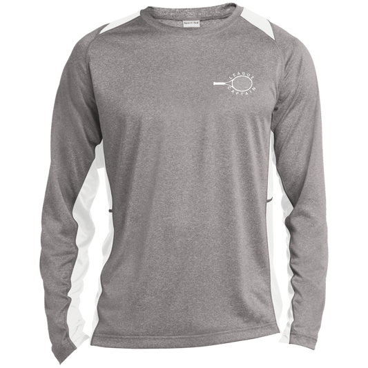 USTA/League Captain Double Logo Men's Long Sleeve Heather Colorblock Performance Tee