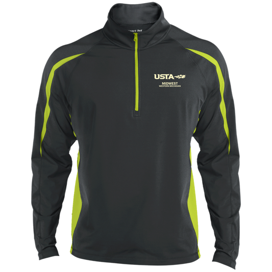 USTA Western Michigan  Men's Sport Wicking Colorblock 1/2 Zip