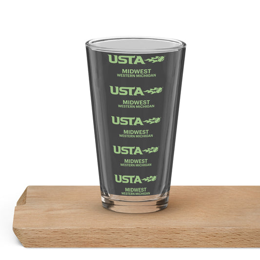 USTA Western Michigan Linear Motif Shaker pint glass