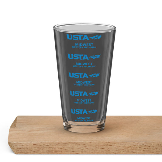 USTA Western Michigan Linear Motif Shaker pint glass