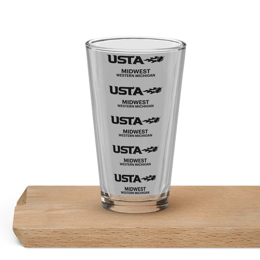 USTA Western Michigan Linear Motif Shaker pint glass