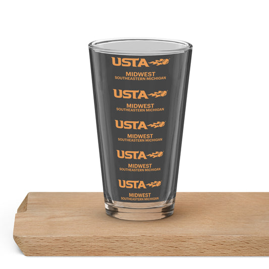 USTA Southeastern Michigan Linear Motif Shaker pint glass