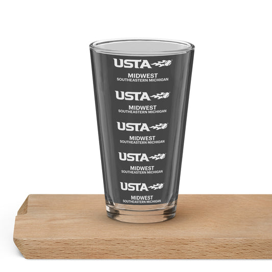 USTA Southeastern Michigan Lineary Motif Shaker pint glass